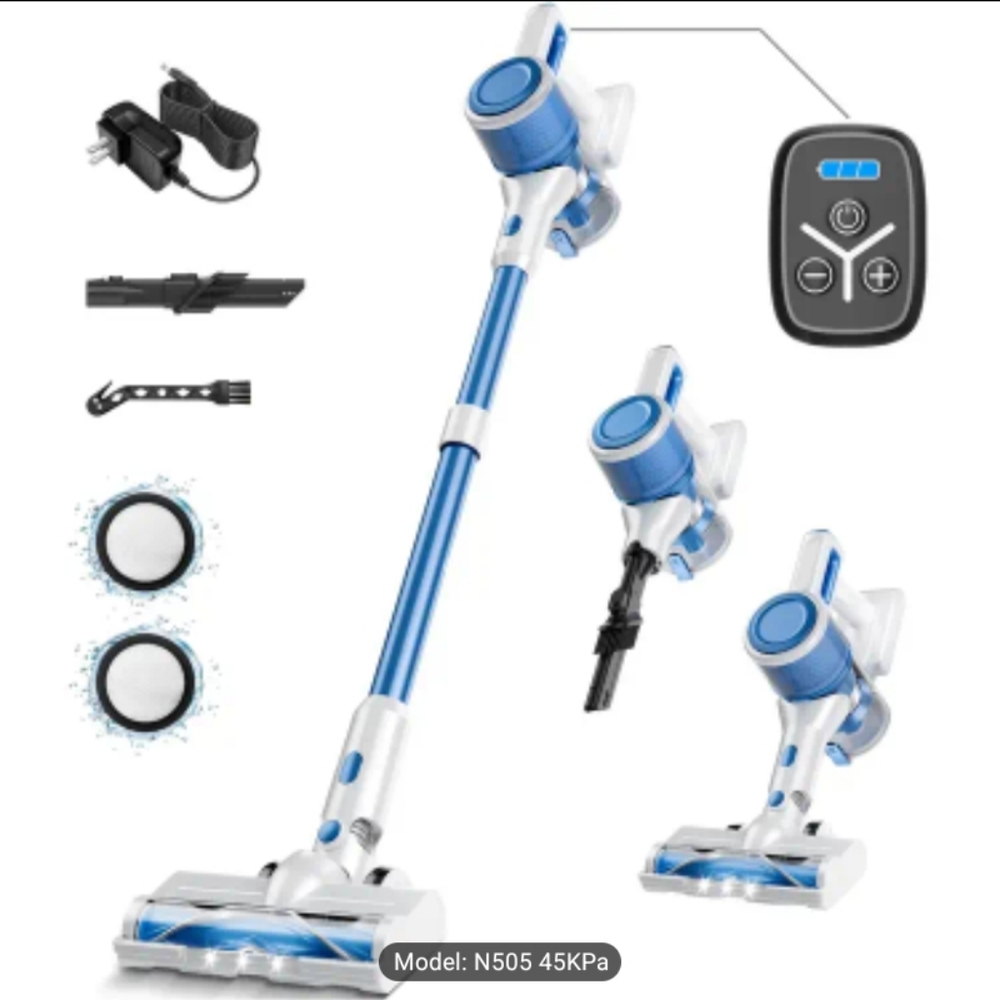 Cordless Vacuum Cleaner with Blue Accents